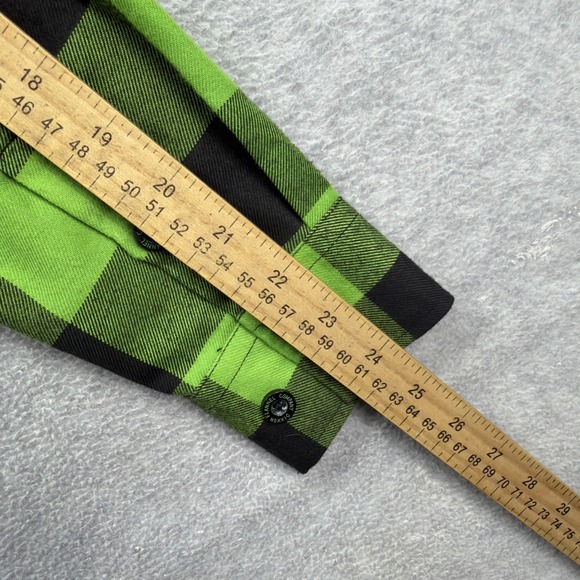 Dixxon Flannel Shirt Women Small Green Black Buffalo Plaid Gang Green D Tech - Picture 9 of 9